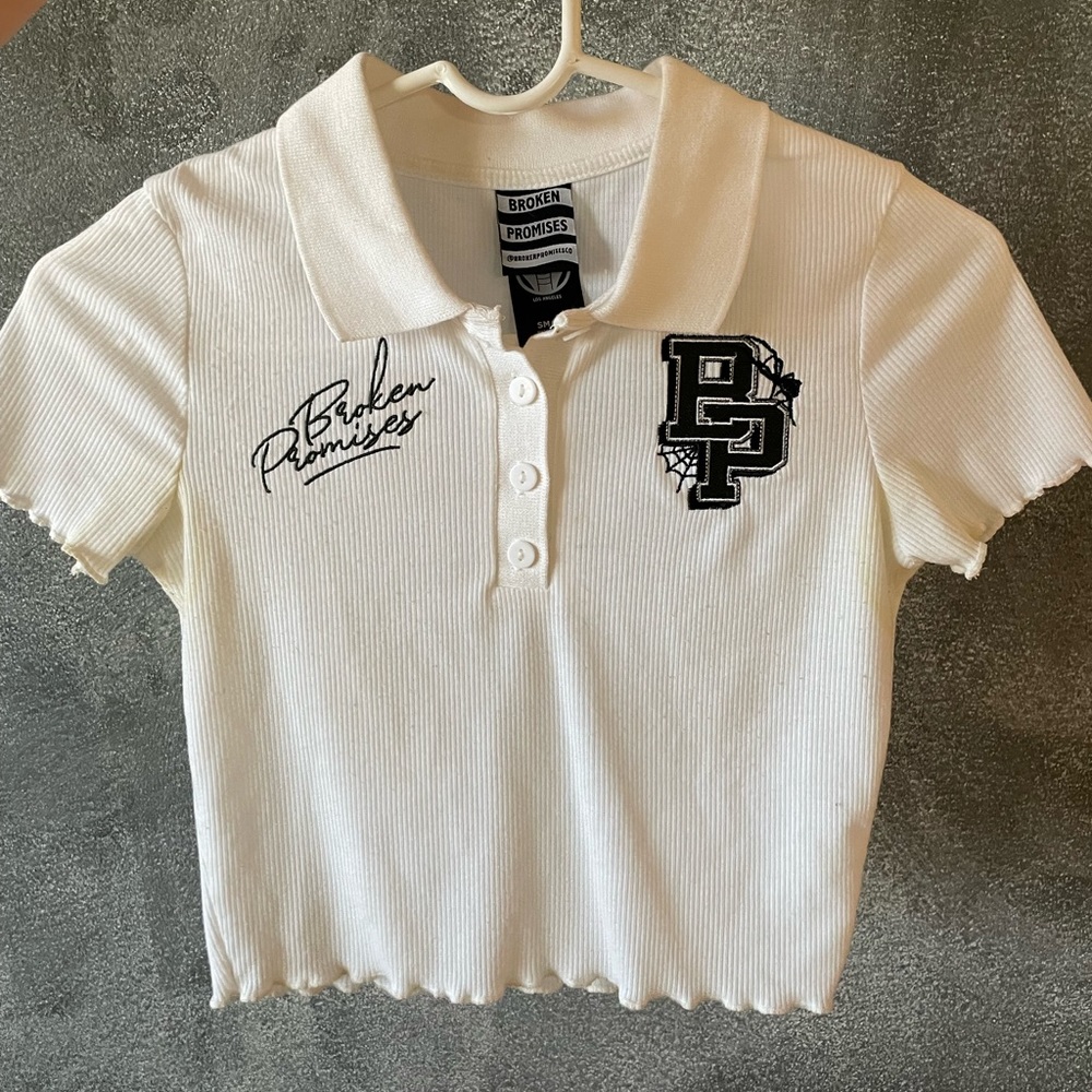 Broken Promises crop polo tee
